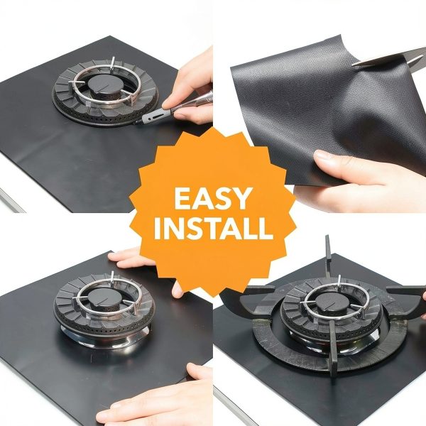 Lecona Stove Burner Covers Gas Stove Protectors Non Stick Square 10.6-3